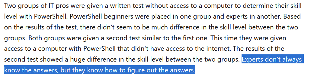 SecHubb's tweet photo. Some unexpected wisdom I just found sprinkled casually in the PowerShell documentation. https://t.co/rMTTOCIiiq