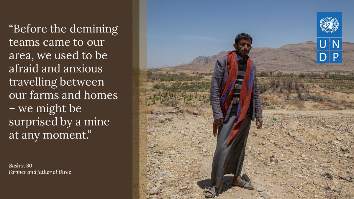 UNDPYemen's tweet photo. In a #Yemen free from #ERWs, individuals would be able to travel freely to access education, markets, jobs and leisure. How can @UNDP help achieve a safer future for all #Yemenis?
Find out about @UNDP’s support to local mine action authorities: https://t.co/9VRwfjA9lx https://t.co/0y8v24GKGn