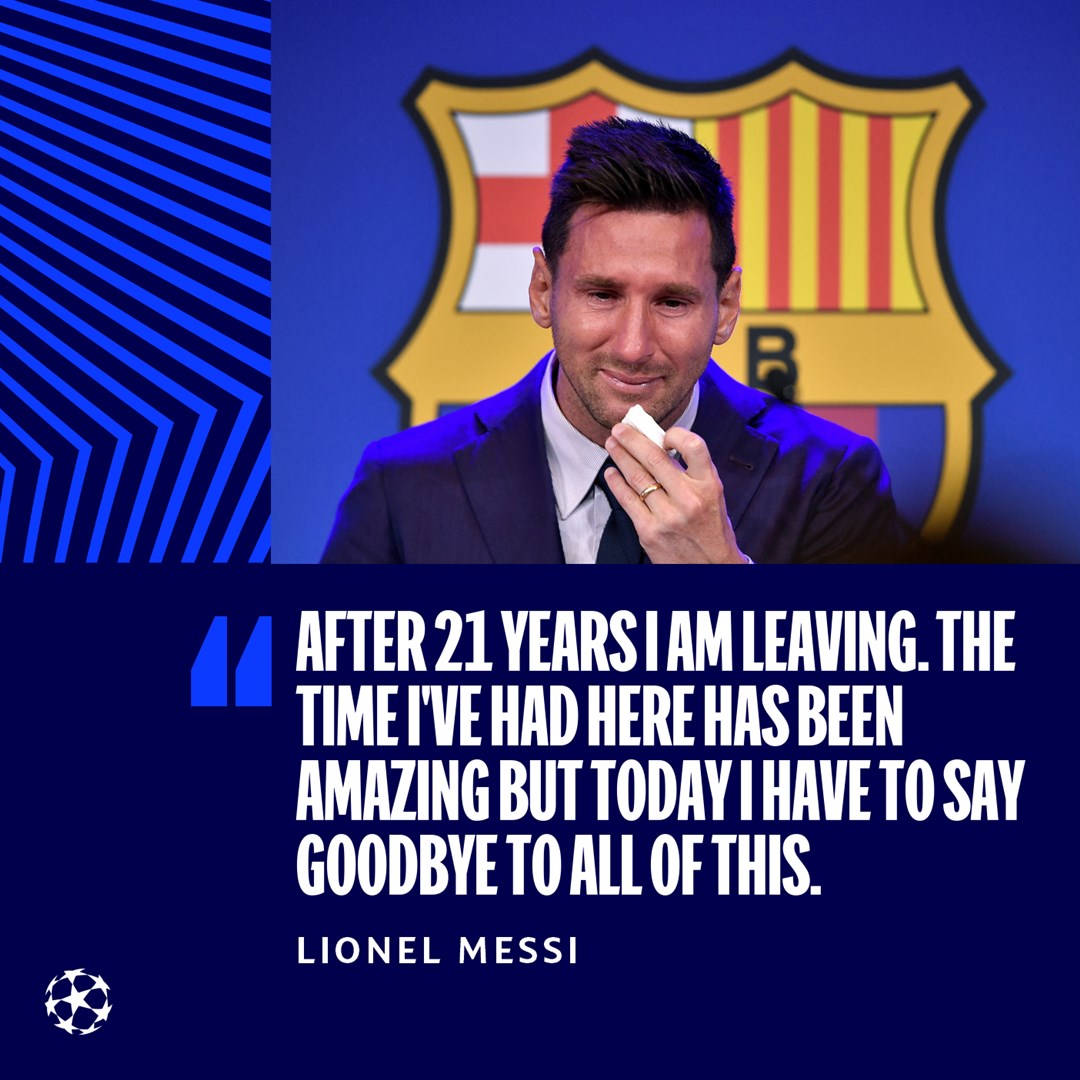 ChampionsLeague's tweet photo. Messi says goodbye to Barcelona.

#UCL https://t.co/37125vo9yp