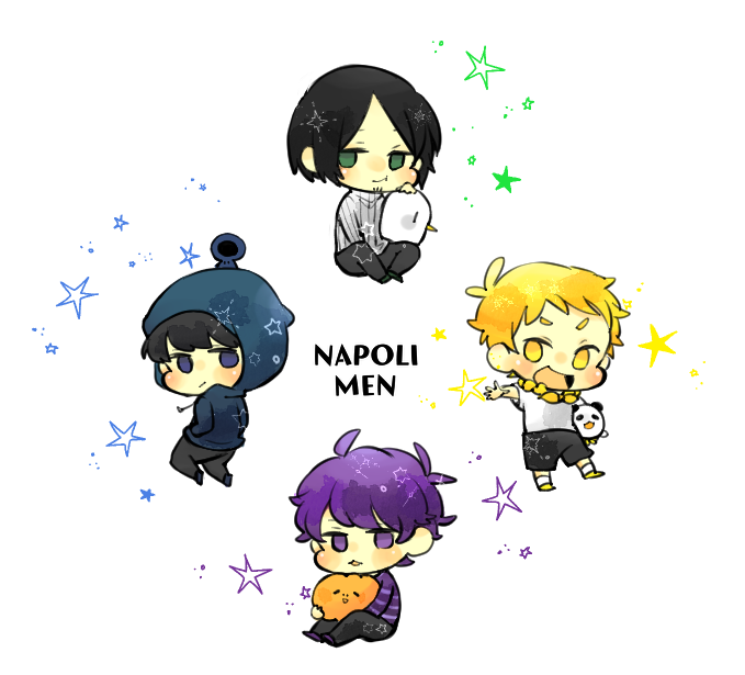 multiple boys blonde hair chibi purple hair hood black hair yellow eyes  illustration images