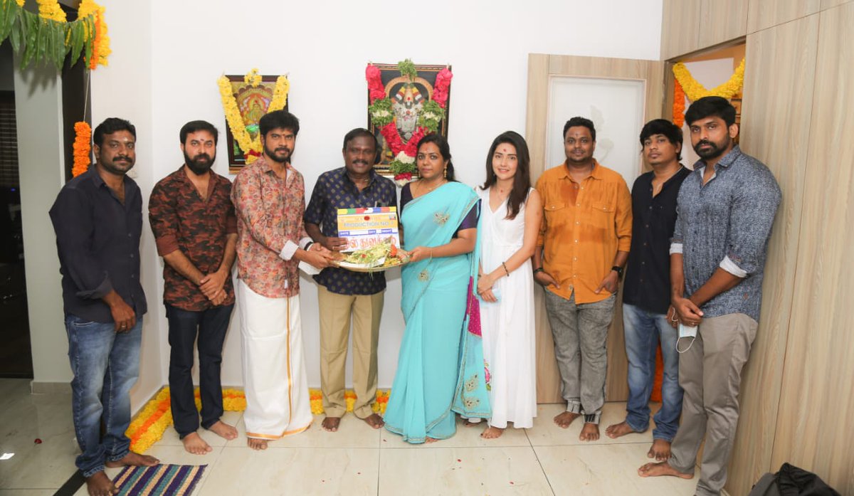 KMurugan 's #MSMovies ProductionNo1 starring @PDdancing @Mahima_Nambiar, @pavijaypoet directorial started with Pooja. #MuruganSundari @dopdeepakpadhy @Ganesan_S_ @sanlokesh #SaravanaAbiram @KalaiActor @ActorArjai @Saravanaspb @onlynikil