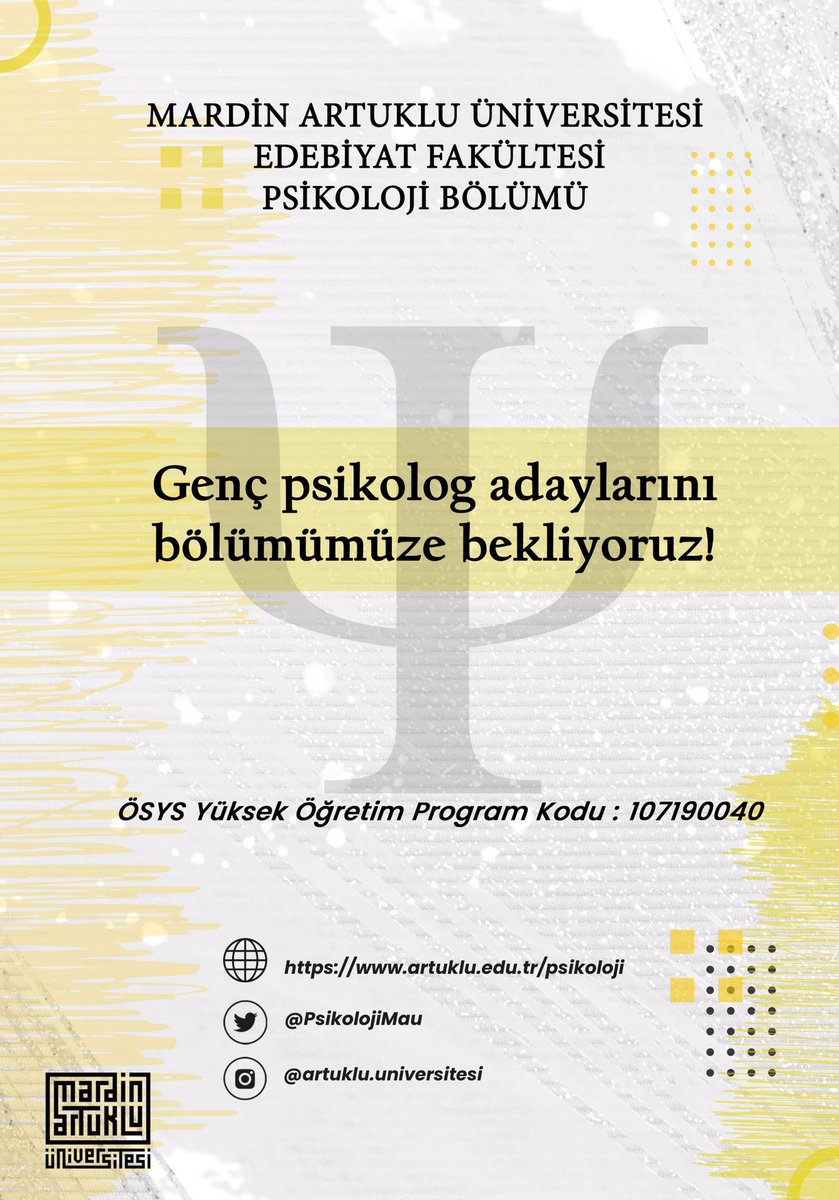 Mardin Artuklu Üniversitesi Psikoloji Bölümü olarak genç psikolog adaylarını bölümümüze bekliyoruz!
Sorularınız için sitemizi ziyaret edebilir ya da dm yoluyla bizlere ulaşabilirsiniz…
<a href="/mardinartuklu/">Mardin Artuklu Üniversitesi</a> <a href="/ArtukluEdbFklts/">MAÜ Edebiyat Fakültesi</a> <a href="/ibrahimozcosar/">ibrahim özcoşar</a>