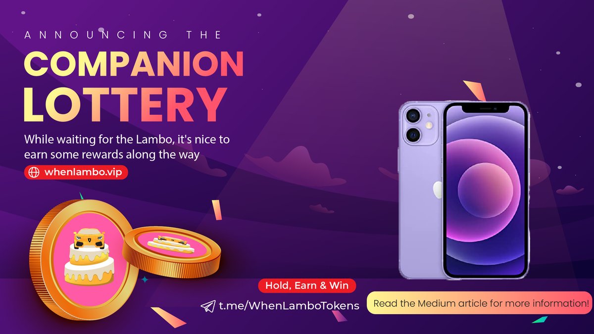WhenLamboTokens's tweet photo. The 1st Companion Raffle is now LIVE! 🏎️

📱 Win an iPhone 12 Mini by HODLING!

MORE #WhenLambo = MORE tickets
48 Hours duration

➡️ Enter here
https://t.co/IToiCnfEfC

📊 Buy on @PancakeSwap
https://t.co/4s3JsCstFJ

📲 Join our TG
https://t.co/Xl2xq1GcHY

#BSCGems #BSC #GameFi https://t.co/QHL1QTLrmT
