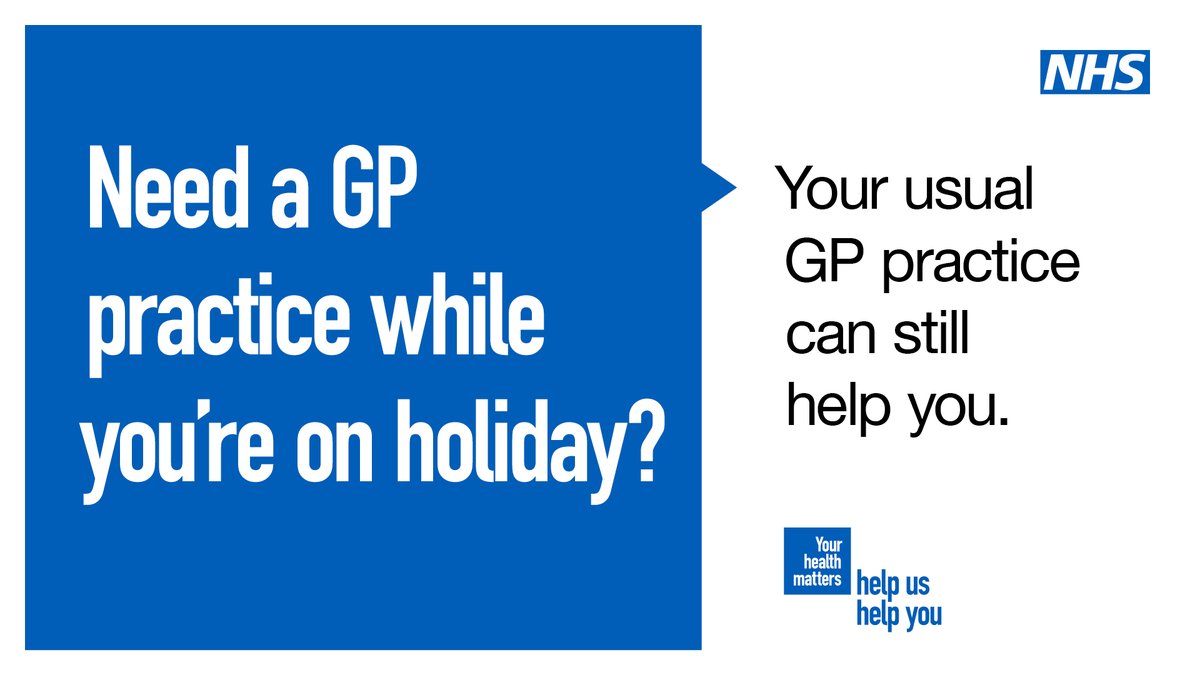 If you need to access a GP Practice whilst you're on holiday in England, your usual GP Practice can still help you by phone, video or online consultation. They’ll have all your medical records to hand, so always contact them first.