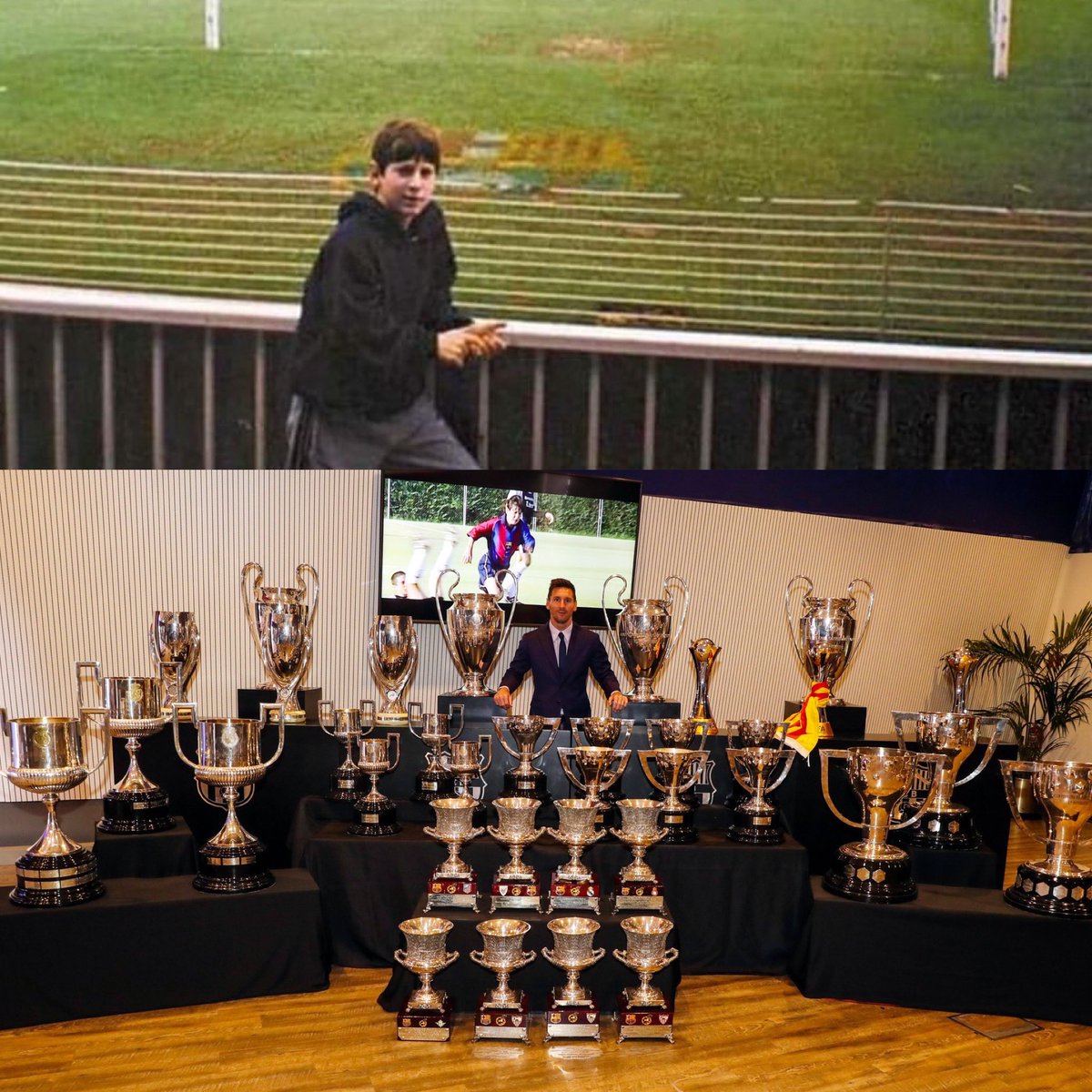 Así llegó Lionel hace 21 años a Barcelona y así se fue, hoy. Con más trofeos (35) que años (34), con más participaciones en goles (940) que partidos jugados (778) y como máximo goleador y asistidor histórico. Historia pura.