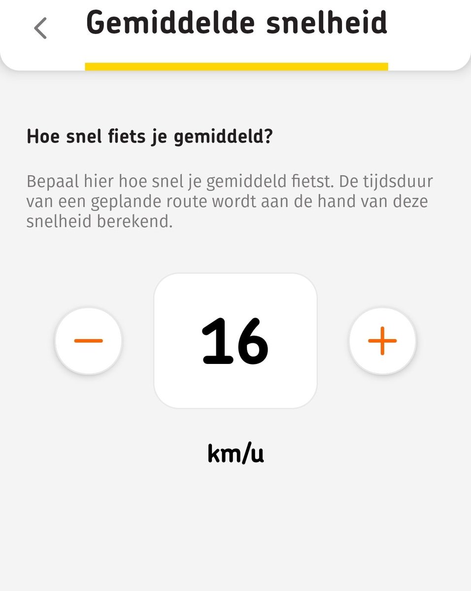 Kom nooit meer te laat! In onze app kun je zelf instellen hoe snel je gemiddeld fietst, zodat de aangegeven reistijd van een route klopt voor jouw fietsstijl.