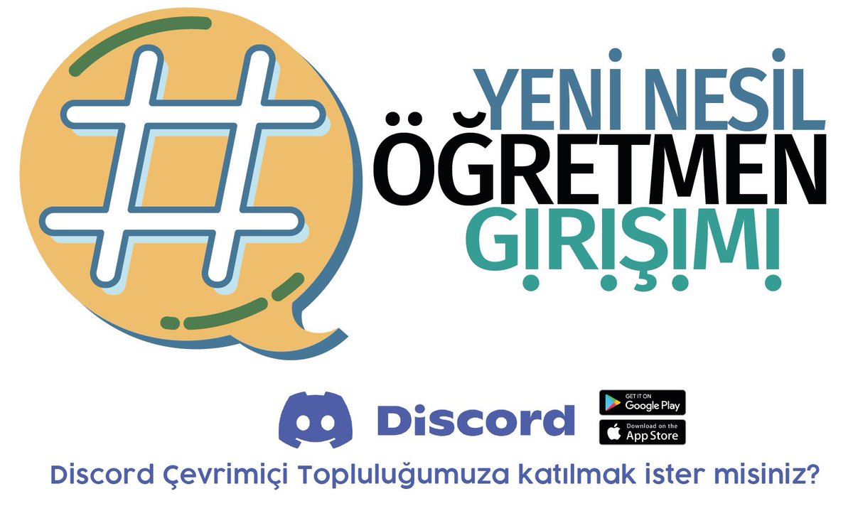 Nihayet ben de discord kullanıyorum ve <a href="/ynesilogretmen/">Yeni Nesil Öğretmen Girişimi</a> girişimi forumuna üye oldum. Siz de buyrun. Davet linki:

➡️ bit.ly/3l9CzWm

🔶 <a href="/ynesilogretmen/">Yeni Nesil Öğretmen Girişimi</a>