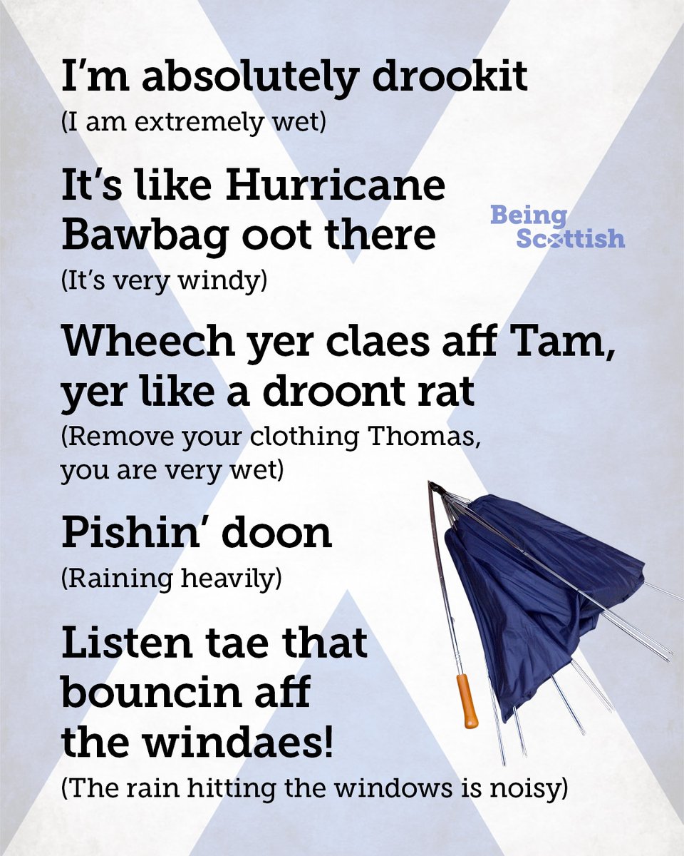 BeingScots's tweet photo. Learn Scottish: Rain https://t.co/PnJX4oknpe