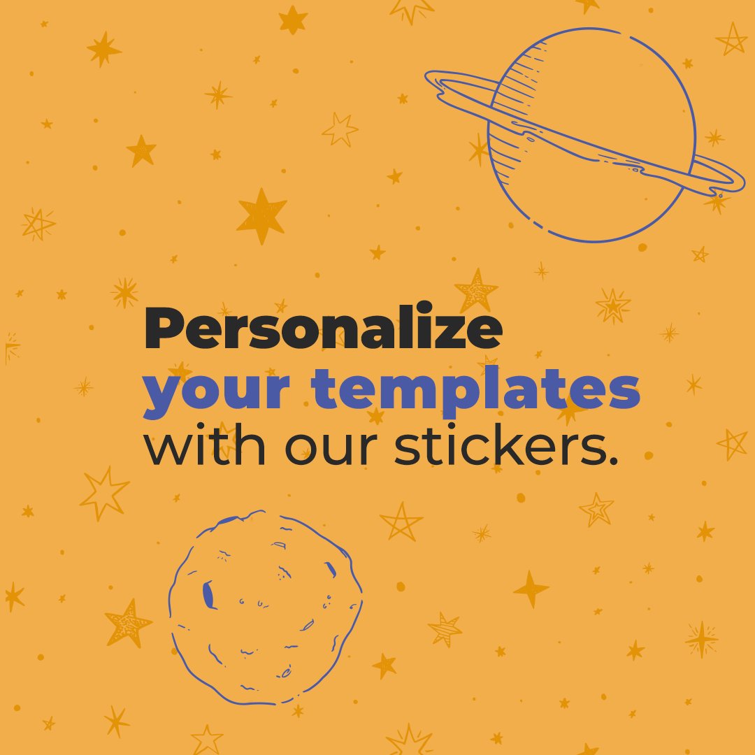 sosimplified's tweet image. Give your creations the perfect style with our unique sticker gallery. It&apos;s free access! 🎆🚀 #madewithsimplified #simplifiedapp #designhacks #getcreative