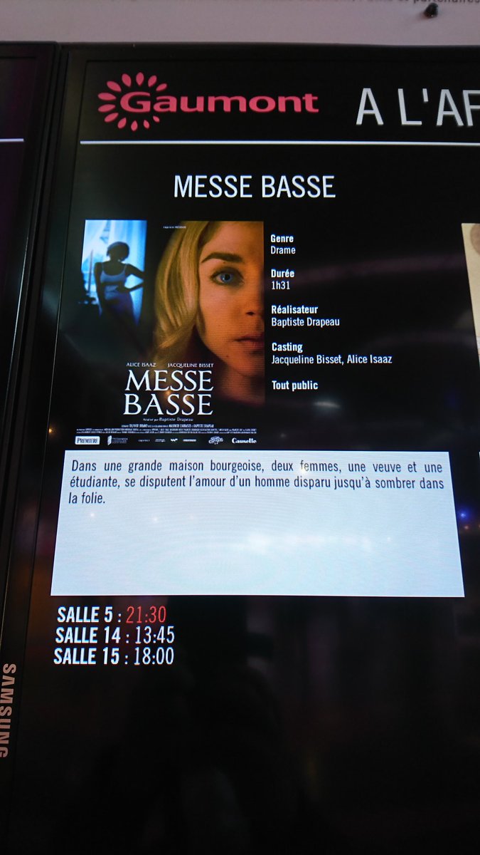 yabonement's tweet photo. Vu hier au @GaumontToulouse Labège 🎥#MesseBasse réalisé par #BaptisteDrapeau, bon thriller psychologie /fantastique avec d'excellentes interprétations de @AliceIsaaz et #JacquelineBisset ! 👏👏👏 https://t.co/ZZo68MwsYF