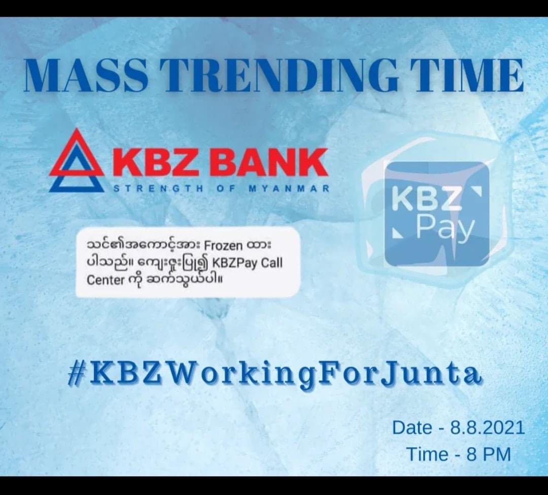 htaykhaingfeb's tweet photo. #KBZWorkingForJunta 
#WhatsHappeningInMyanmar
#Aug8Coup https://t.co/IK9Xk3Ju4O