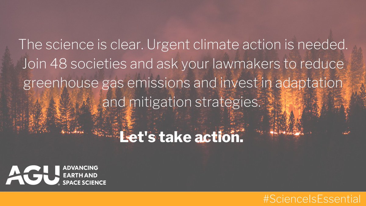 The science is clear. Urgent climate action is needed.
Join 48 societies and ask your lawmakers to reduce greenhouse gas emissions and invest in adaptation and mitigation strategies. Let's take action.