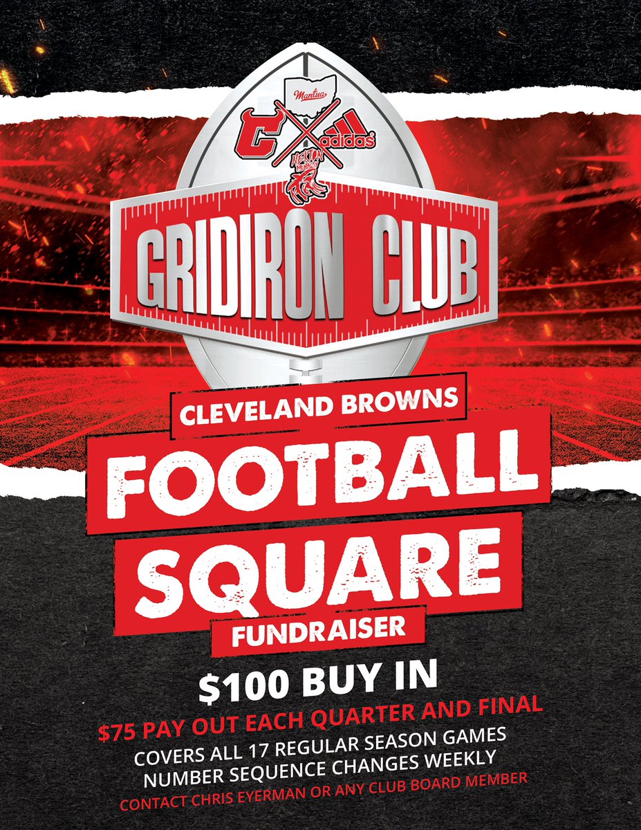 CrestwoodClub's tweet photo. Our next Gridiron Club fundraiser is the Browns Regular Season Squares! $100 covers you all 17 weeks!!! Let us know how many you’d like!!! https://t.co/RYcjDuX7To