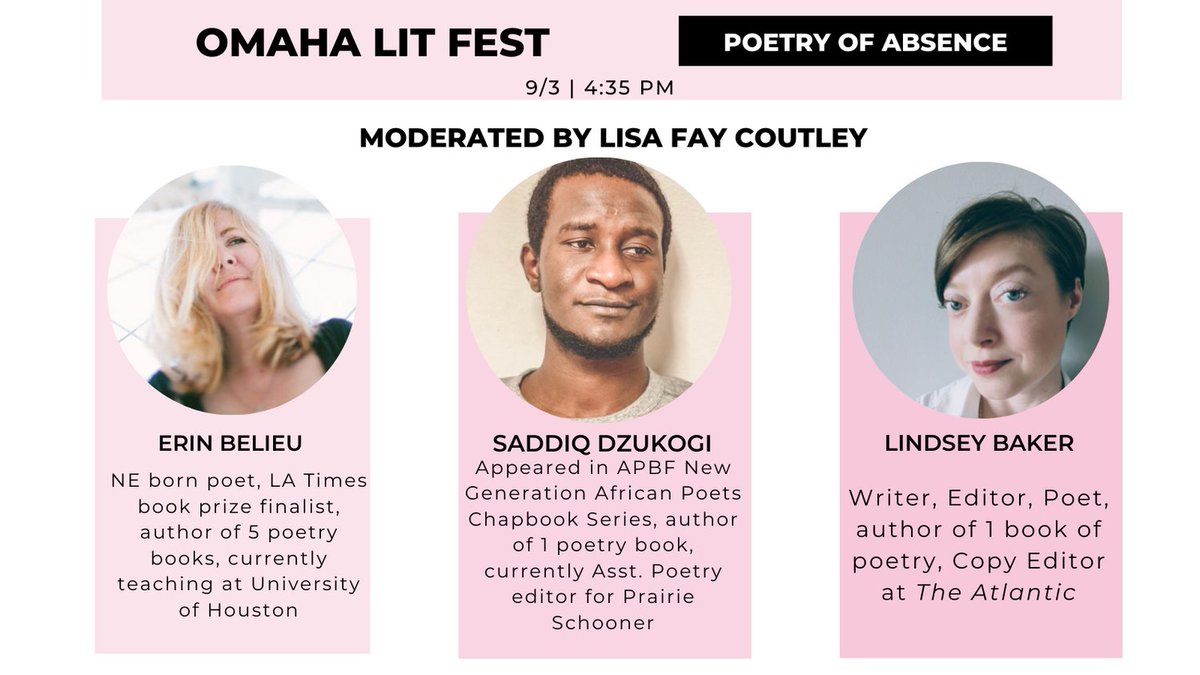 OmahaLitFest's tweet photo. Meet our authors! Schedule, details, tickets and more at https://t.co/SvgazlcoOg https://t.co/EGJMNToqYh