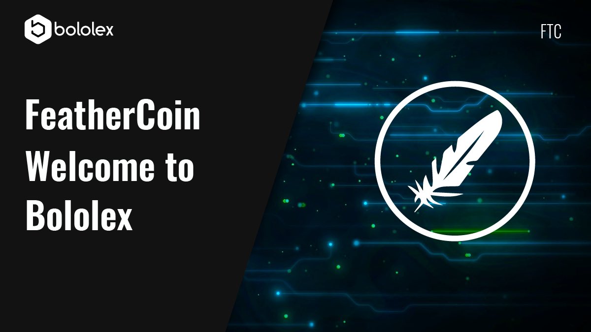 <a href="/Feathercoin/">Feathercoin</a> IS HERE🤩

It’s a pleasure to welcome $FTC holders at bololex.com 😎

💪🏻Trade with FTC/USDT &amp; FTC/BOLO pairs 

👻Haven’t got your $FTC yet? 

Go now 👉🏻 bololex.com/trading/sessio…