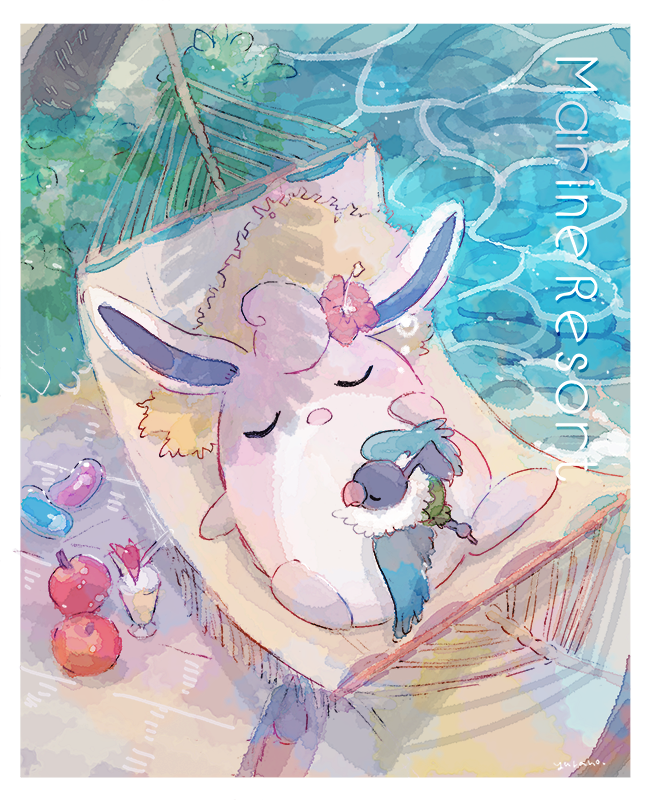 pokemon (creature) no humans closed eyes sleeping hat straw hat open mouth  illustration images