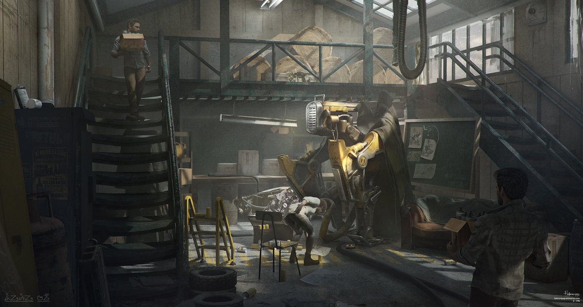 HebronPpg's tweet photo. Hey guys, these are my entries for the last atomhawk challenge.
In my opinion, "The Return" was simple. It was a MOMENT when you returned to finish your unfinished things, with a new spirit, resources, and TIME.
#conceptart #atomhawkreturn #mech #interiorscene #mood #keyframe https://t.co/K7JatYewUf