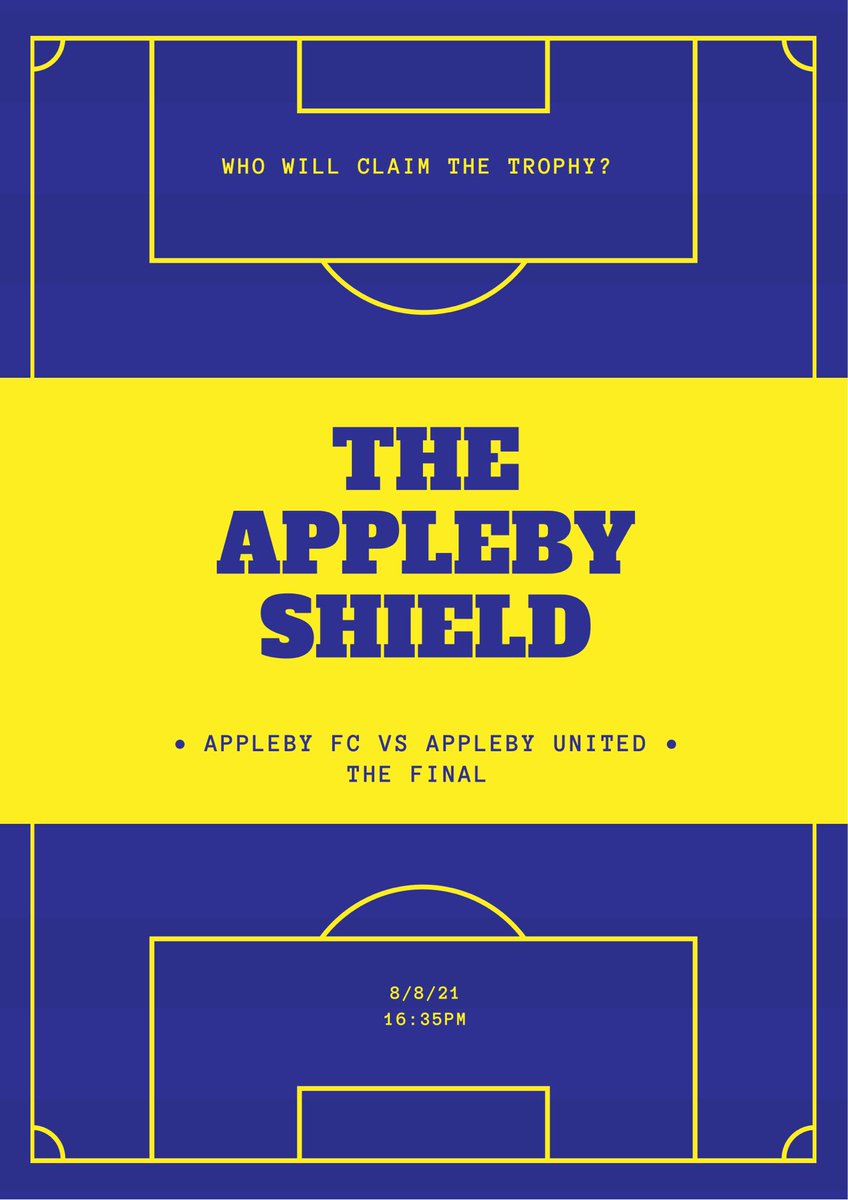 Final day!

🏟 Lightning Arena

🆚 <a href="/ApplebyFc/">Appleby FC ᵉᶠᵃ</a> and <a href="/ApplebyUnited11/">Appleby United ᵉᶠᵃ</a> 

🎁 : the Appleby Shield and qualification for next seasons @TheEFACup 

⏰ 16:35 (UK time)