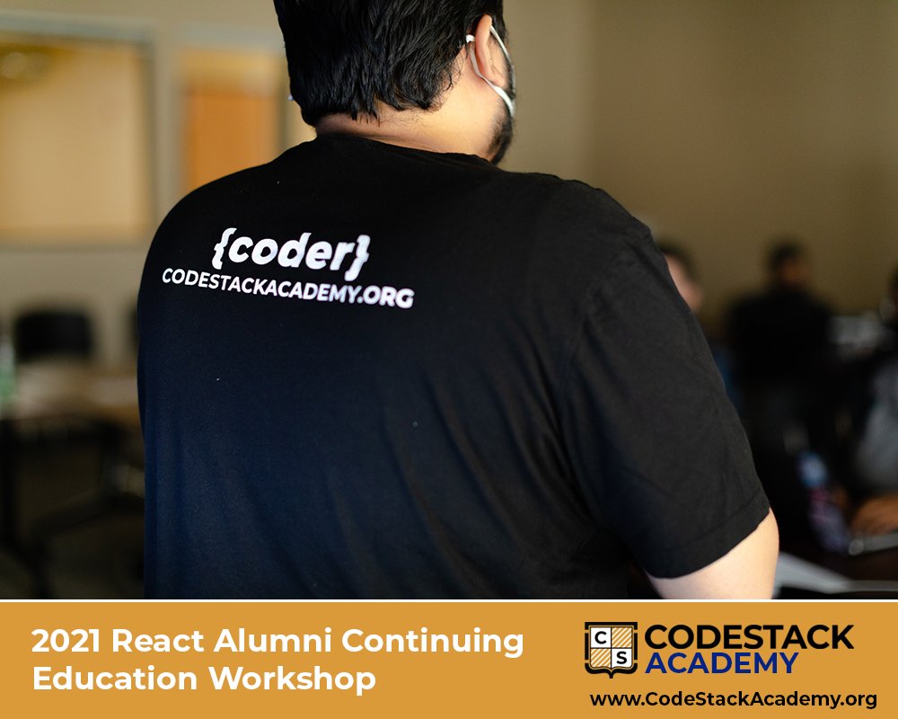CodeStackStkn's tweet image. This week we invited our alumni students back for a free React development 3-day workshop. It is important to keep learning and keep developing as a software engineer, and we are here to support our alumni. Once you are CodeStack - you are always CodeStack! #SJCOE #CodeSTack
