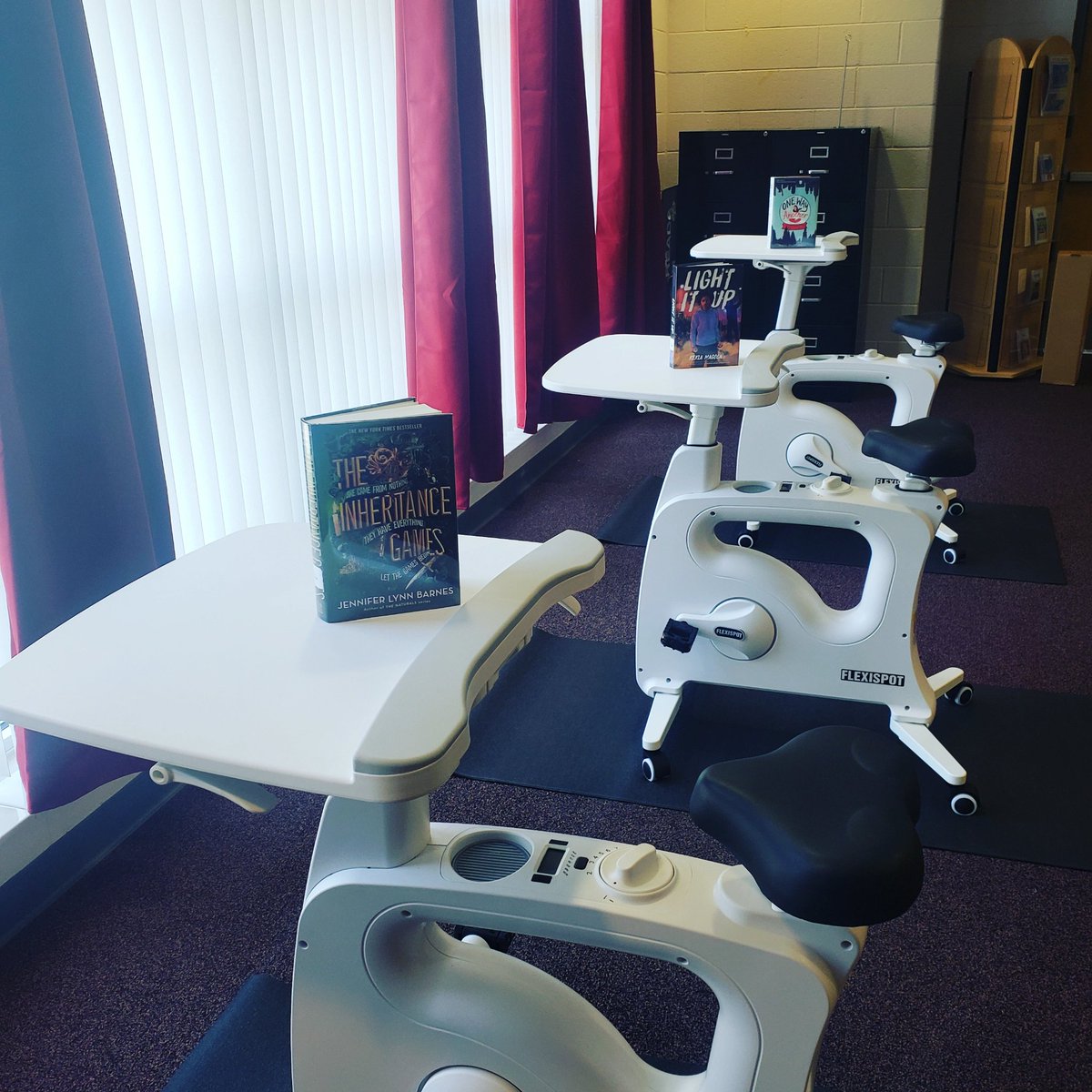stollreads's tweet photo. Read &amp; Rides have arrived at WCHS @TheCreekLibrary We can't wait to see our students and teachers enjoy a relaxing ride while reading or working! #readmorebooks #cyclethroughbooks #cmcss https://t.co/0idChiKwf1