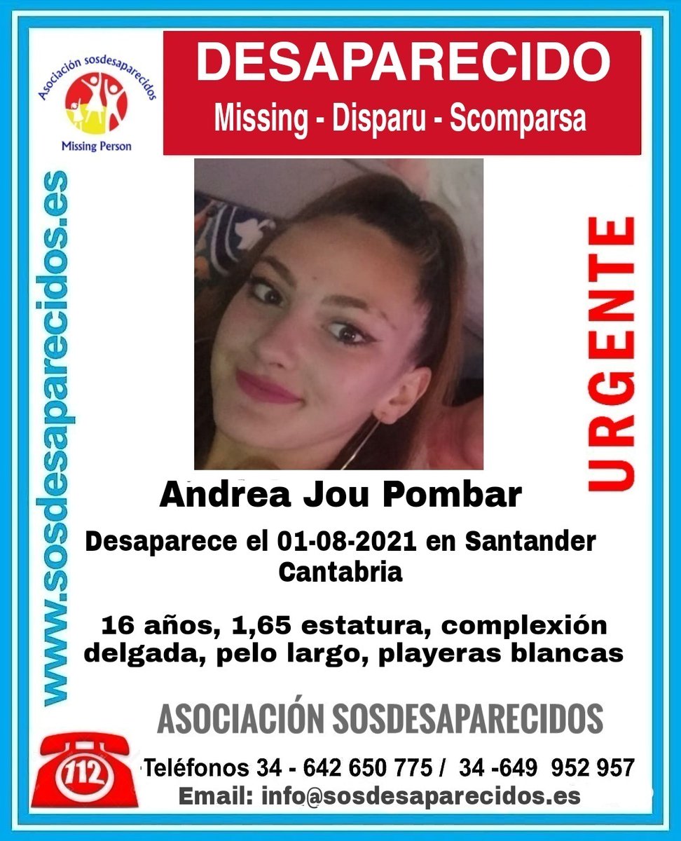 guardiacivil's tweet image. 🆘MUYURGENTE ⚠️

Esta es Andrea, tiene 16 años y ha #desaparecido en #Santander.

Si la has visto llámanos:
 ☎ #062 
 ☎ 112 

Colabora, tu RT es muy importante.