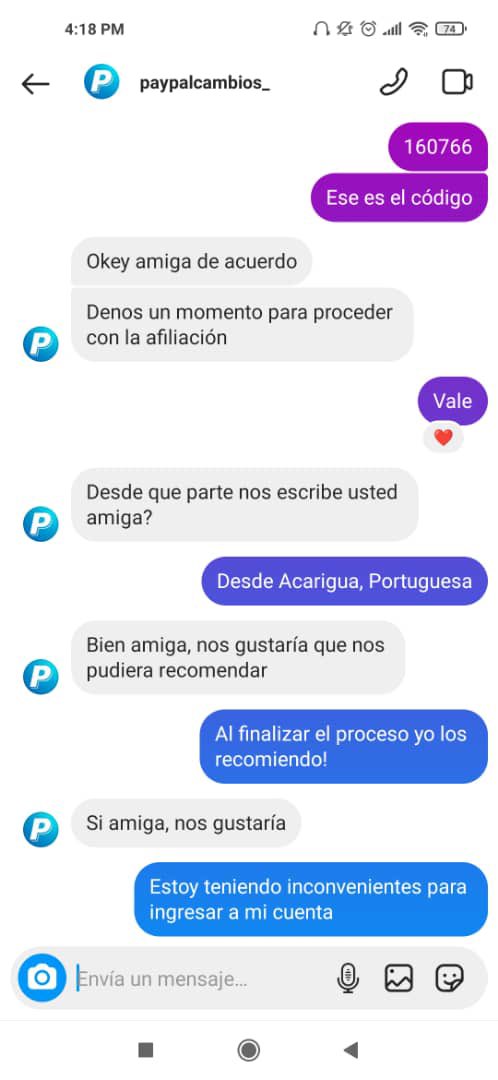Hola, esta página @paypalcambios_ en Instagram acaba de estafar a mi primita, transfirió su dinero y la bloquearon.
Por favor RT para que a más nadie le pase.