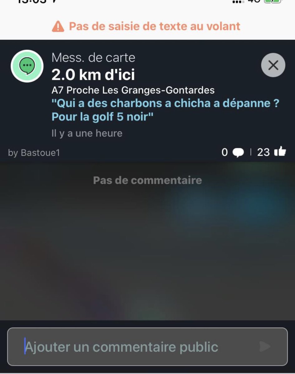 wshlequipecava's tweet photo. Jsuis sur la route pr le retour d vacances et je viens de découvrir le game des commentaires Waze, c expetionnel https://t.co/VZlSnvXR8Y