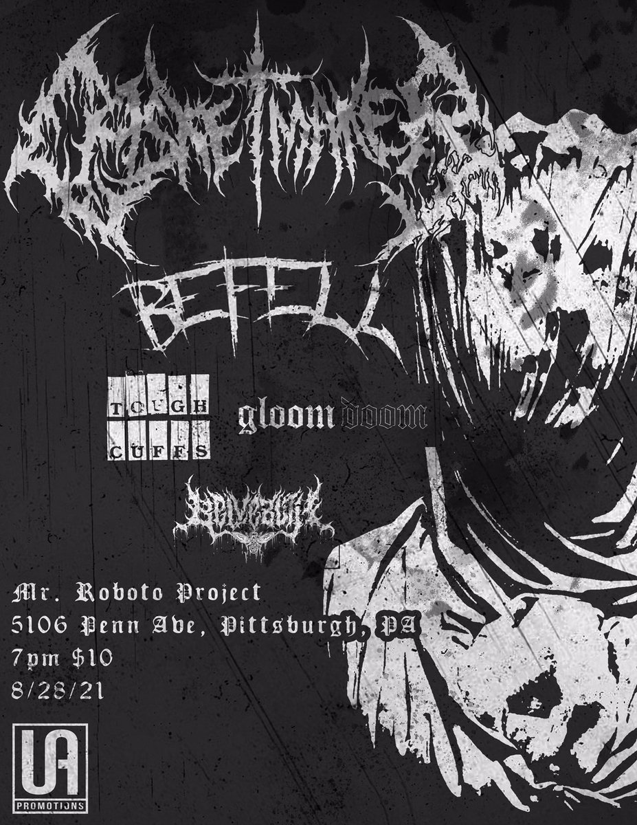 UA_Promotions's tweet photo. 8/28/21- Casketmaker “To Death” EP release show at @RobotoProject with support from @BandBefell, @ToughCuffsBand, @belvebuth, and Gloom Doom! https://t.co/BKC3cHJHXq