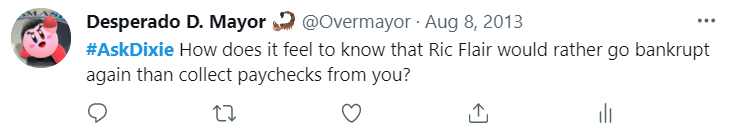 Overmayor's tweet photo. Hey, how come so many of my old #AskDixie tweets are directly applicable to 2021 WWE https://t.co/E6XjCKqfVD