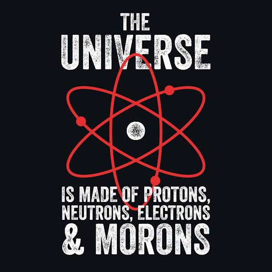 Arindamprofile's tweet photo. #Universe is made of #protons #neutrons #electrons and #morons …..
#ScienceSunday #meme #LOGIC2021 https://t.co/XROLUOJkGm