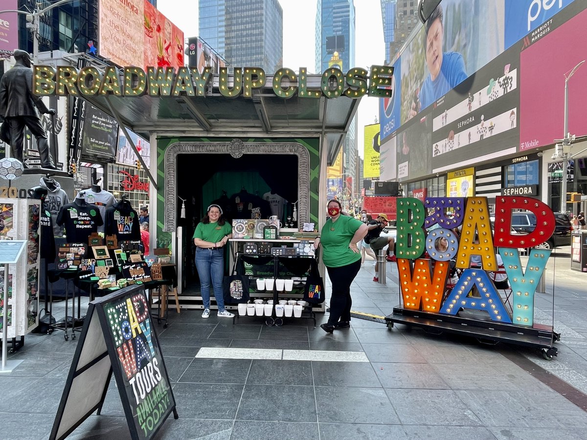 .<a href="/BroadwayUpClose/">BroadwayUpClose</a> is BACK with in person tours, merch, and a new kiosk location. Stop by at Father Duffy Square (off 46th St), or book online: broadwayupclose.com
