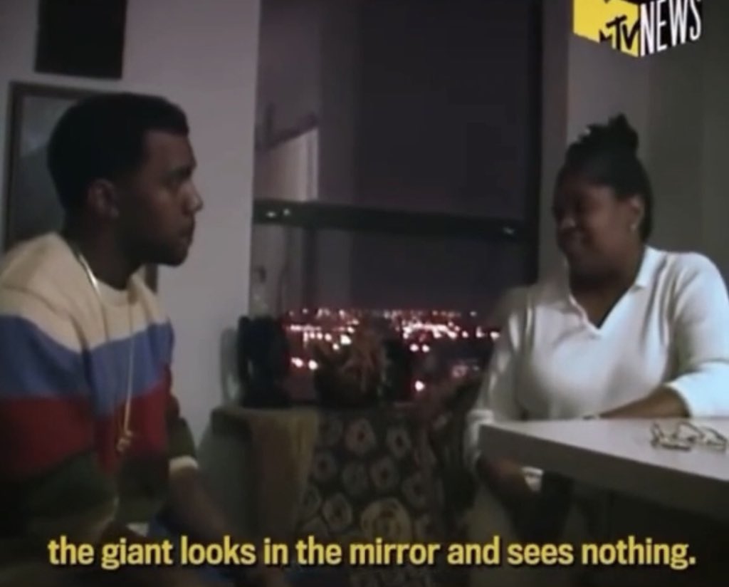rakitecht's tweet photo. The giant looks in the mirror and sees nothing.

#DONDA https://t.co/2wF4CjCoXV
