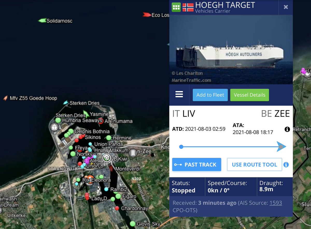 FMossotto's tweet photo. #HoeghTarget is the first Tesla ship entering the Zeebrugge port this quarter.
#1 ship in Q3
(#1 for EU | #1 from SHG)
$TSLA #Tesla #Model3 #ModelY #TeslaCarriers
https://t.co/AIr2qLq95e https://t.co/lJSNbzRIMk