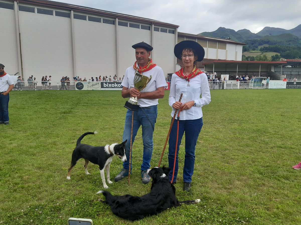 F3euskalherri's tweet photo. Michèle Acheritogaray, d'Iholdy, remporte la finale du concours de chien de berger du Pays basque à #Baigorry. Elle et Roger Jauretche, 2eme, se qualifient pour les championnats du monde à Oñati #artzainxakurtxapelketa https://t.co/2ukNzFf5Zb
