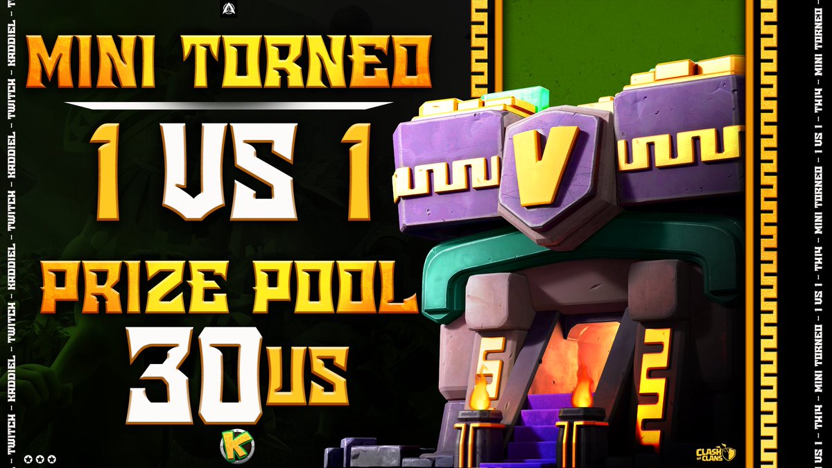 Hoy tenemos Mini torneo🏆

Premios en gift card:
🥇25$
🥈10$

32 lugares Th14 🤯

17:00🇲🇽🇵🇦 - 19:00pm🇦🇷 - 00:00🇪🇸

Patrocinan: @MrAlex503 <a href="/Patolinococ/">Pato</a> 

🟣twitch.tv/kaddielc