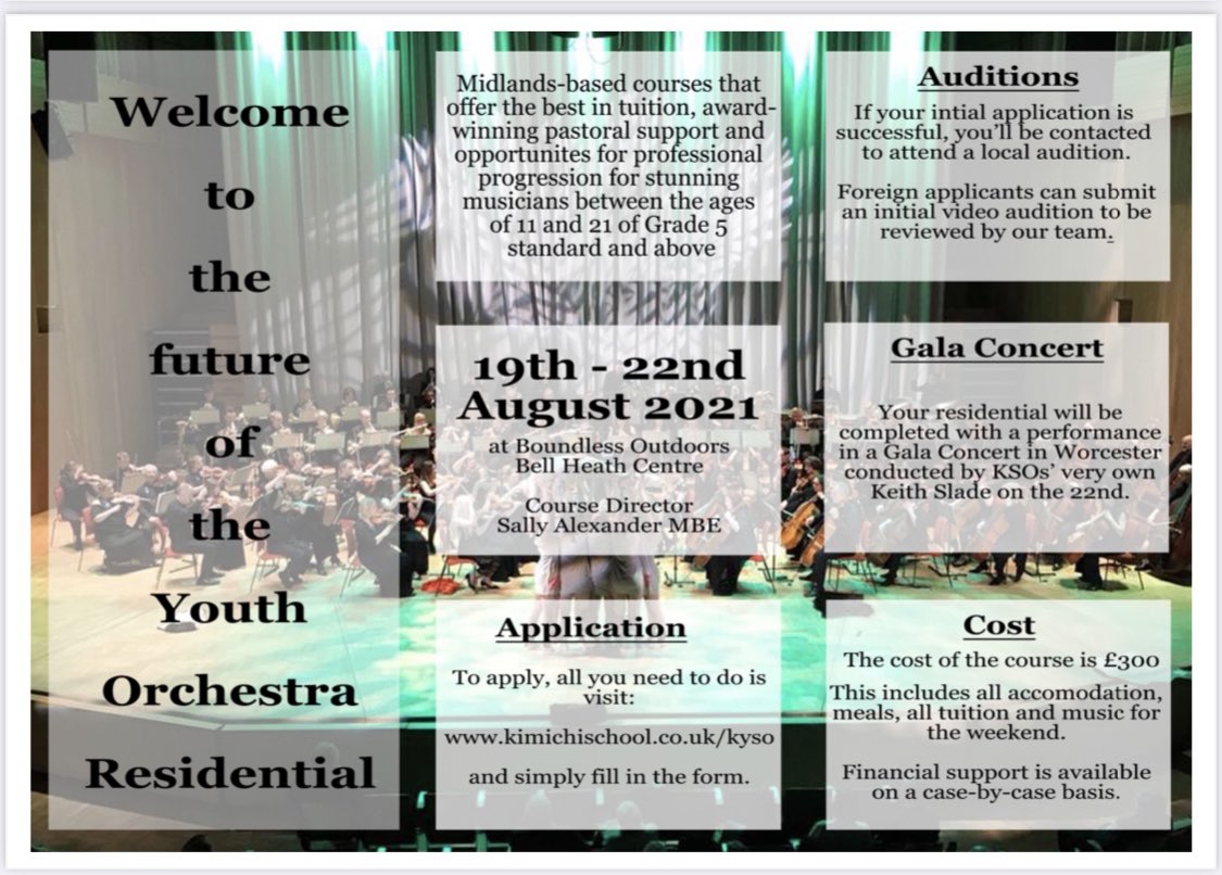 KimichiSchool's tweet image. Final sign up date 16/08/2021…looking for young musicians who want to play some greatly entertaining music and have a wildly fabulous couple of days…@NYO_GB @MNetBirmingham @JLloydWebber @NickyBenedetti @youthESO @CadenzaYouth @solihullobserve @solihulltoday @musicsolihull