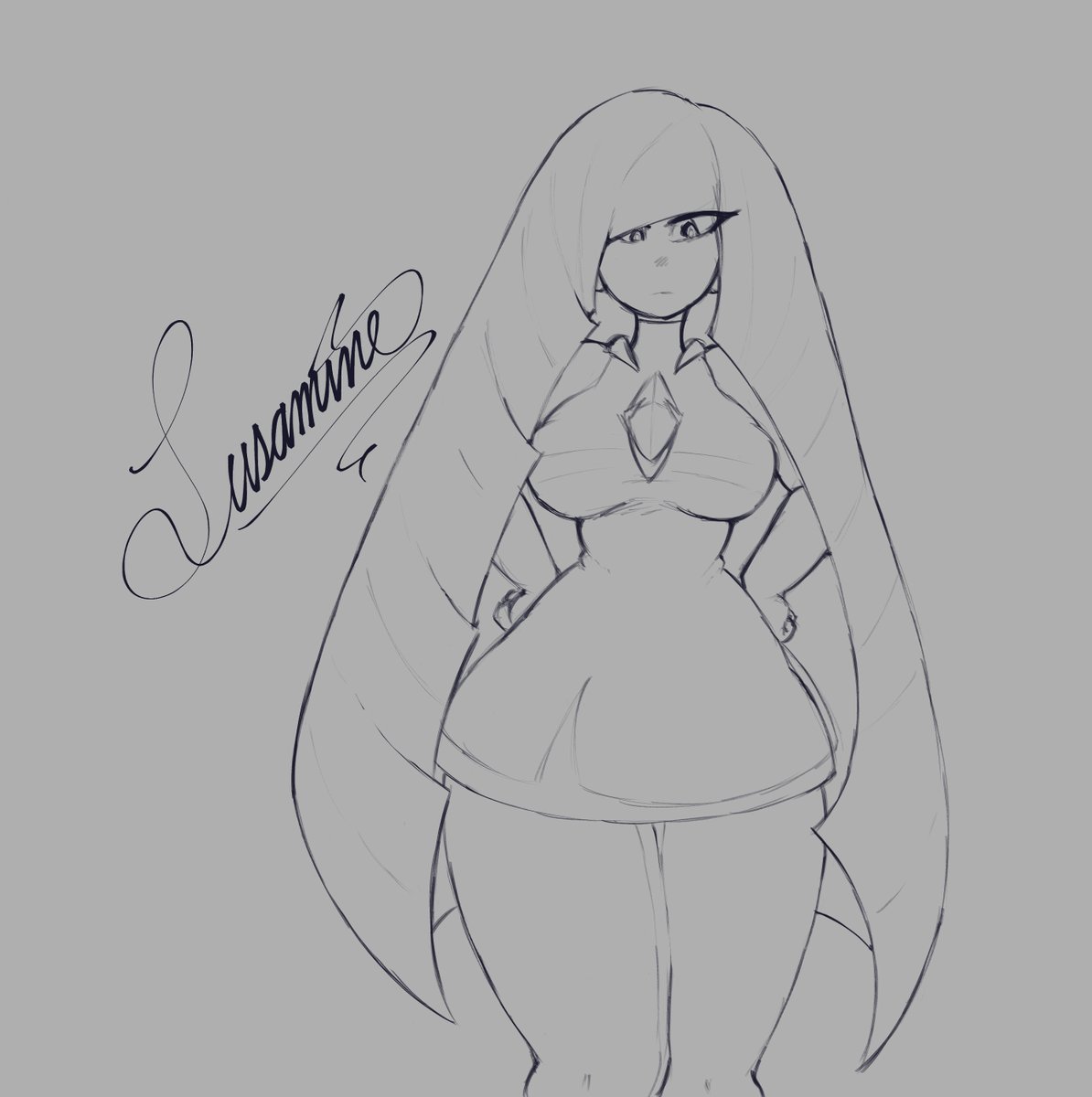 lusamine sketch might color it idk i like how it came out tho 