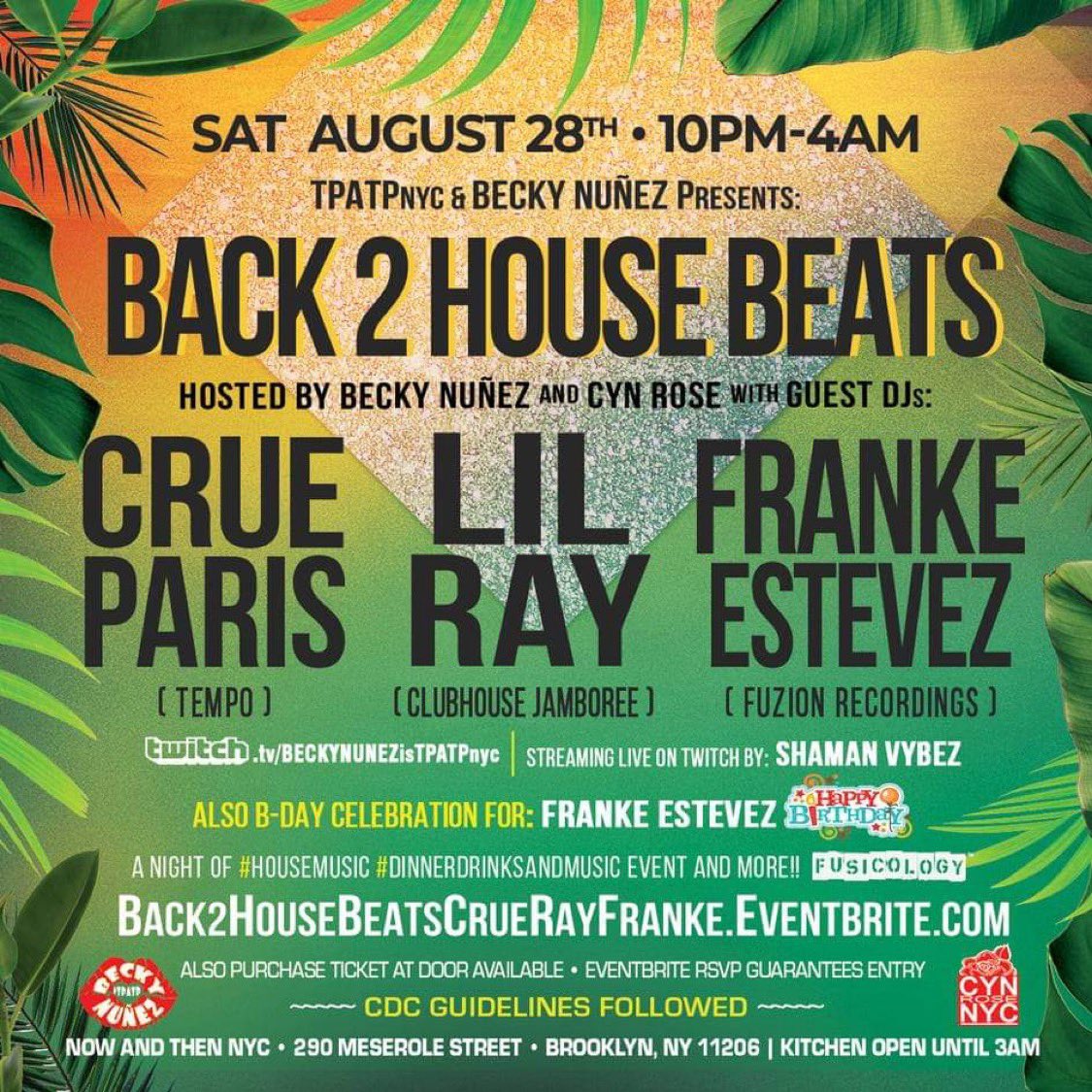 FrankeEstevez's tweet photo. I'm coming to Brooklyn Sat. Aug 28th
Celebrating my B Day in style with all my family & friends!!
Big Shout to Becky Nunez
#back2housebeats https://t.co/G2y1jOlLJJ
