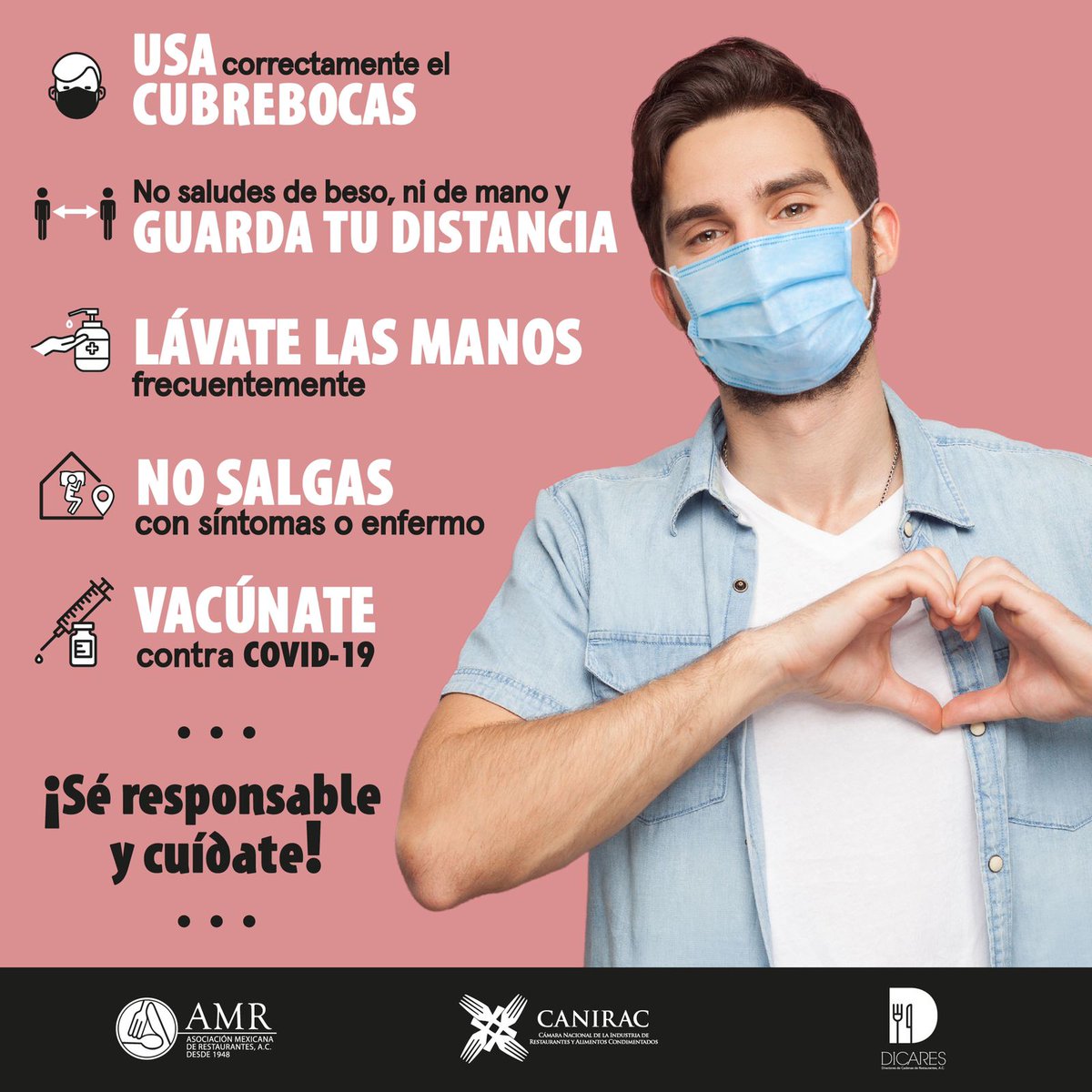La industria restaurantera está comprometida con la salud y la economía de la gente; aplicamos el protocolo #MesaSegura y estrictas medidas sanitarias. Otro cierre al sector sería catastrófico para miles de familias que dependen de él. Juntos combatamos al Covid #NoBajesLaGuardia