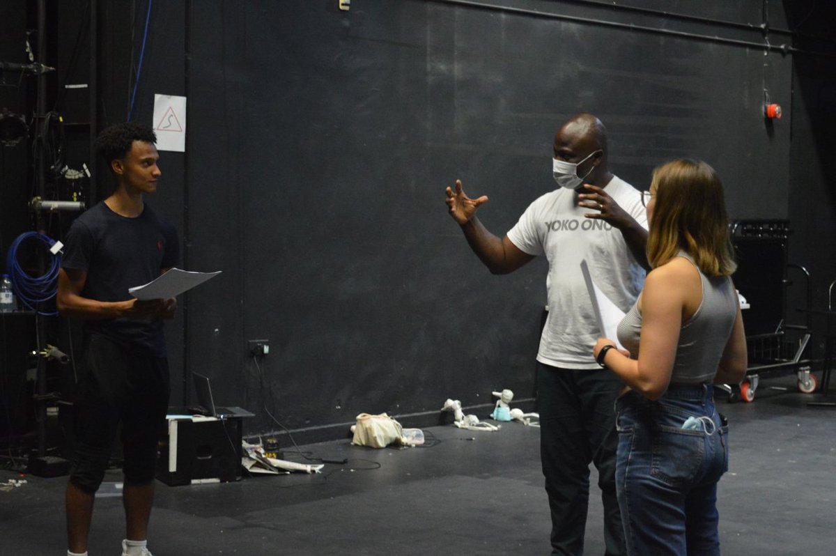 Re_VerseTheatre's tweet photo. Playwright @RexObano coaching up actors in our first workshop of 'The Hamlet Voyage' about an early meeting of #English sailors and the #Temne of #SierraLeone . There will be love, betrayal & a performance of #Hamlet . Coming to #Bristol & #London summer 2022.
#hamletvoyage https://t.co/gYKAgpfIVQ