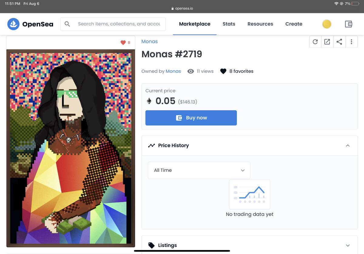 Leggo, One of many.
Mona #2719

<a href="/MonasNFT/">Monas</a> <a href="/banks/">Banks</a> <a href="/NFTmarketplace/">NFT Marketplace</a> <a href="/rariblecom/">BLH PoC</a> <a href="/opensea/">OpenSea</a> 
<a href="/MikeTyson/">Mike Tyson</a> <a href="/LoganPaul/">Logan Paul</a>