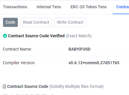 Babyifusd's tweet photo. Took us a while but the contract is finally verified. https://t.co/pbUT8fVE17