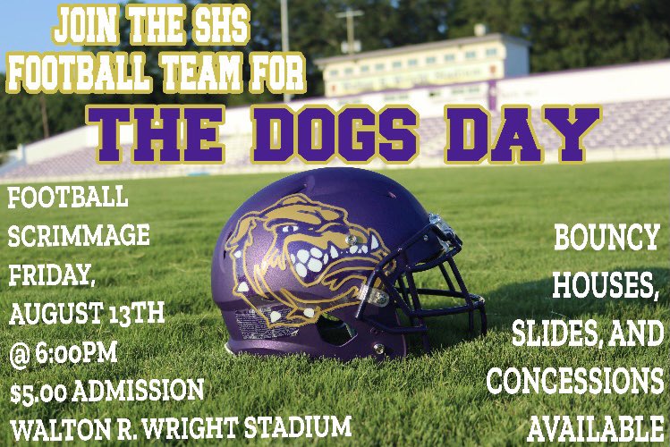 🟣❕🟡  F R I D A Y 🟡❕🟣
Come out to Walton R. Wright stadium for a great night with fun for the whole family!! Only $5 to support our Dogs, let the kids play, and eat dinner all in one place 🏈 #AllBiteNoBark #GoDogs #OneFamilyOneTeam #11DaysUntilKickoff