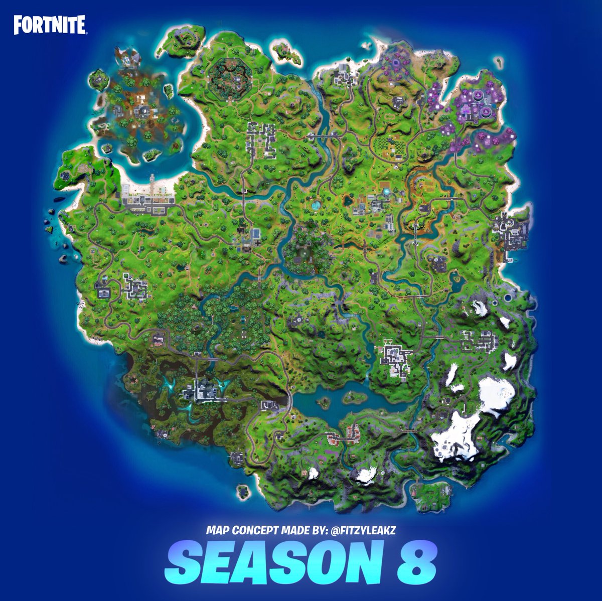 Fitzy S Tweet Season 8 Map Concept Fortniteinvasion After The Invasion Kevin Is Back And I O Investigates The Unusual Event On The Island Poi Names In The Comments Trendsmap