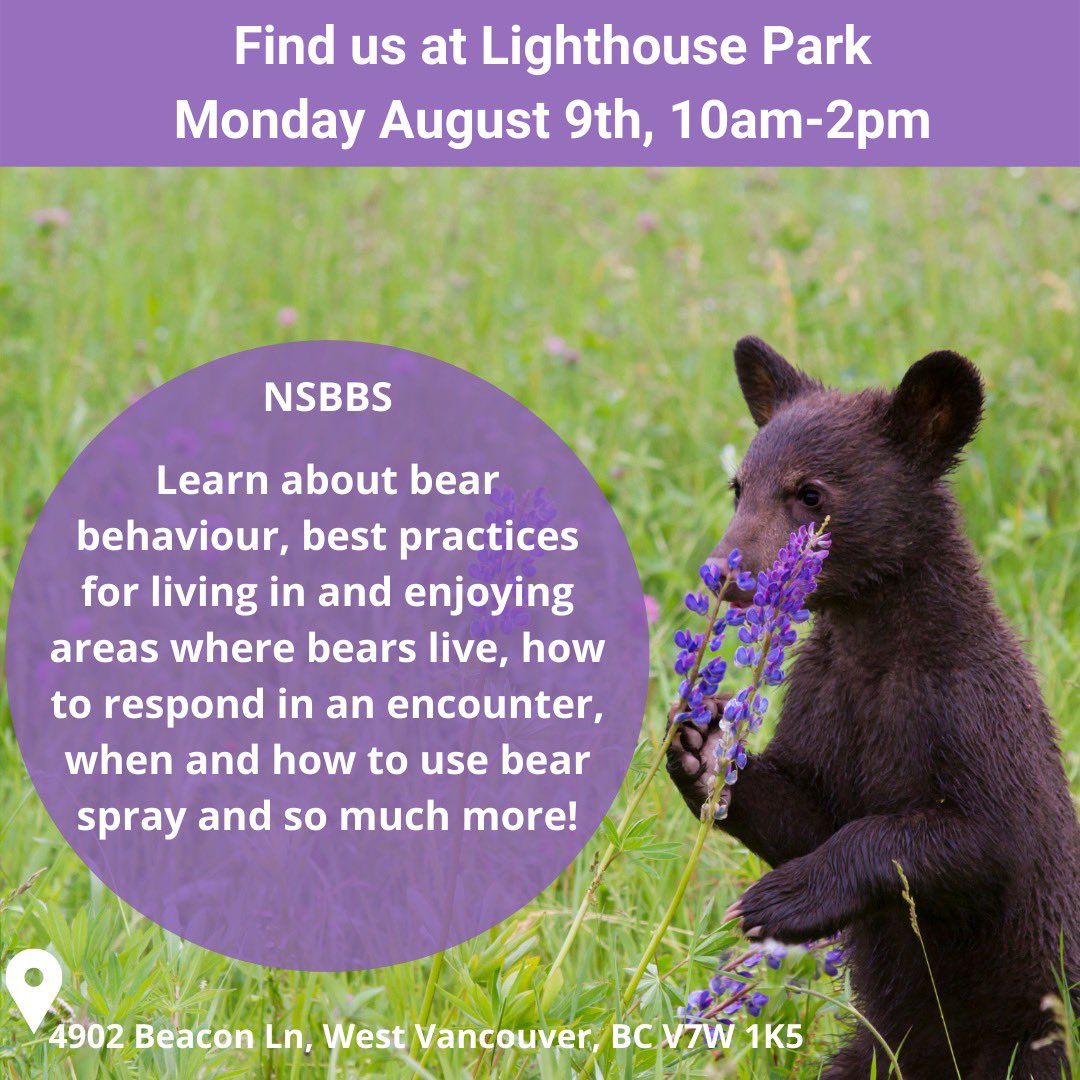 Tomorrow we’ll be setting up our educational display alongside staff from <a href="/WestVanDistrict/">District of West Vancouver</a>’s Green Can program. Learn how we can responsibly share the North Shore with our amazing black bears!