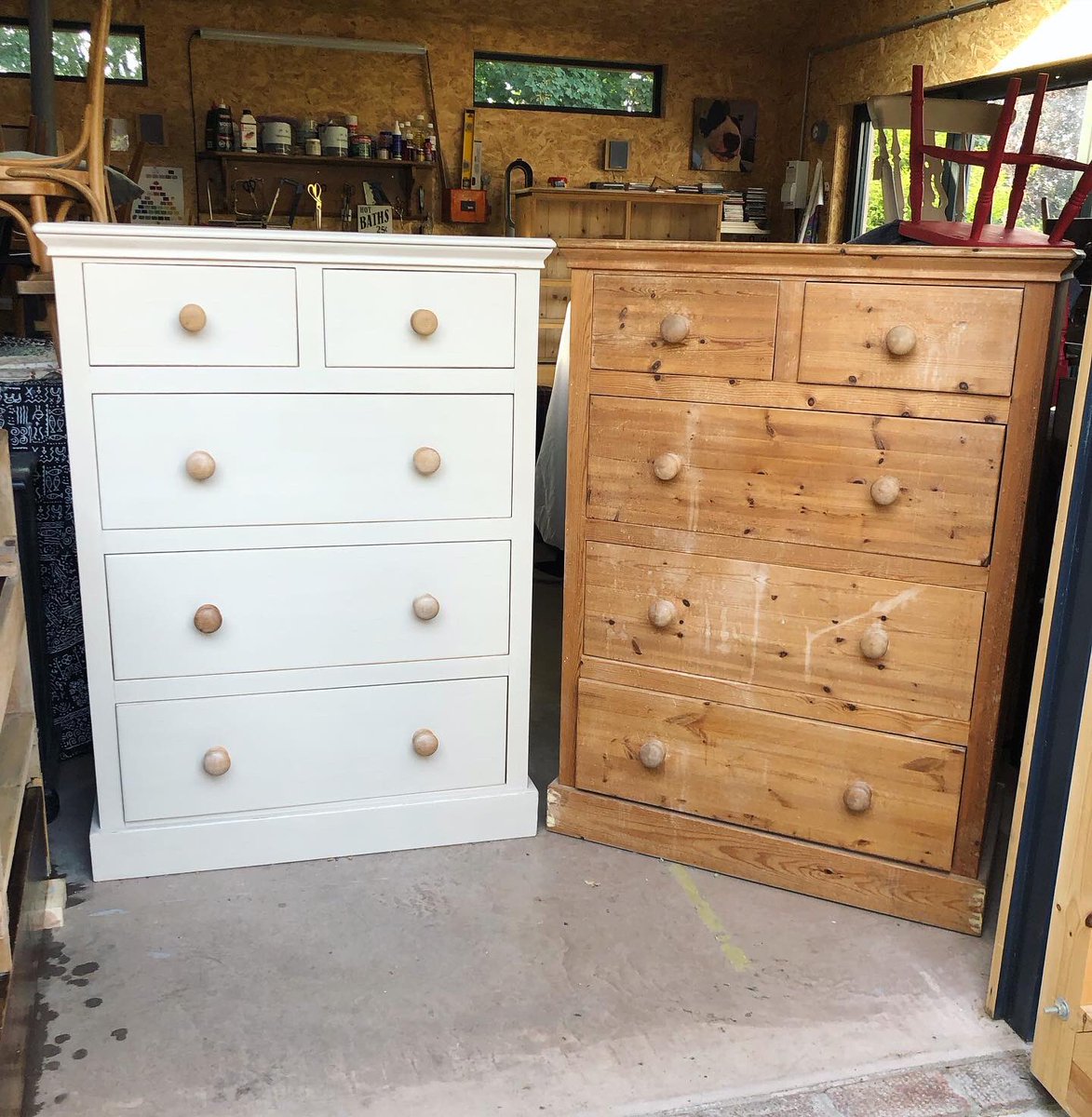 reworkeddorset's tweet photo. Love a before and after shot. These humongous pair of chest of drawers needed a lot of work but now look great 👍🏻 #rwf #reworkedfurniture #solidpine #beforeandafter #chestofdrawers https://t.co/KXO0aYCt2I
