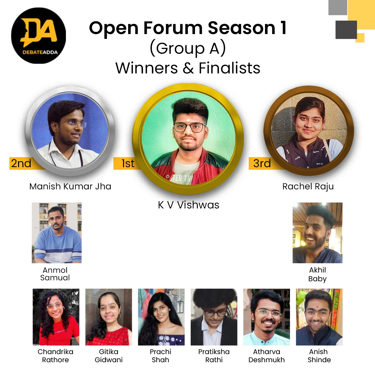 Debateaddaevent's tweet photo. Debateadda Congratulate all the winners &amp; Finalist Of "Open Forum Season-1, Group A". We wish you all the best and wish to welcome you again &amp; again. Debateadda will be "Free To participate" for you all in 2021. Cheers !! https://t.co/oDL3kLstMT