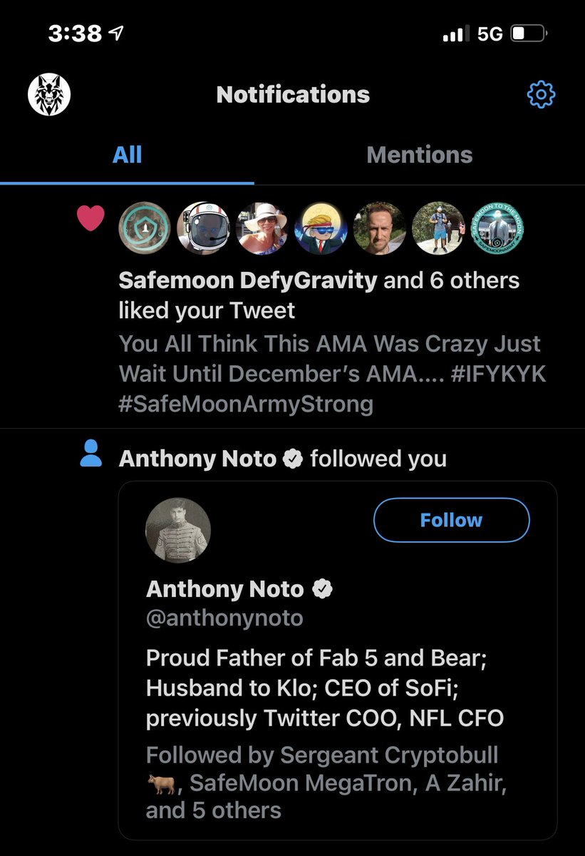 Is This Real Life; Did <a href="/anthonynoto/">Anthony Noto</a> Just Follow Me?
