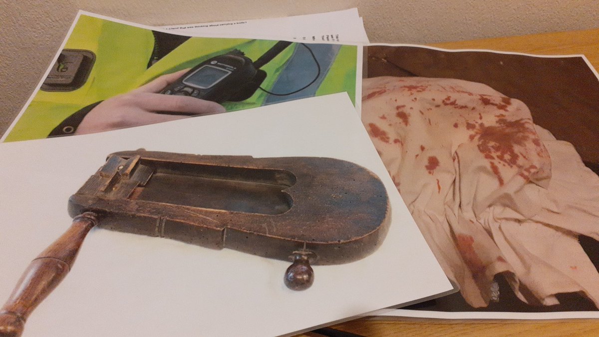 Joanne_Ayris's tweet photo. Tell me you work in a museum about crime and punishment without telling me you work in a museum about crime and punishment....
Laminating pictures of police objects and a bloodied mop cap for the #FreeFoodAndFun activities tomorrow. https://t.co/eGNGbBdvaV