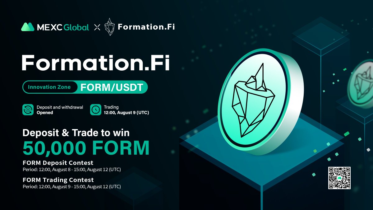 MEXC's tweet photo. MEXC will list $FORM @FormationFi in the Innovation Zone under FORM/USDT trading pair.
✅Deposit & Withdrawal: Opened
✅Trading: 12:00 Aug 9 (UTC)
🎁FORM Deposit and Trading Contest - 50,000 $FORM to be Won
Details: https://t.co/3kYi5zGqoe
#FormFi #DeFi #MEXCGlobal https://t.co/d8LVVJFs5z